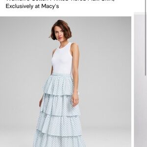 Tiered Maxi Skirt in Light Blue Floral